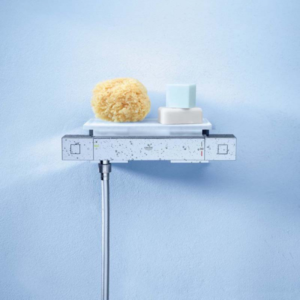 Термостатический смеситель для душа с полочкой Grohe Grohtherm Cube 34491000 фото