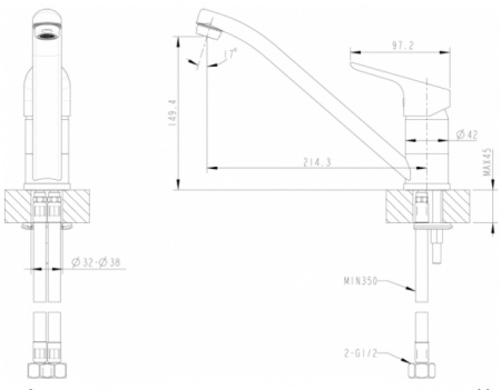 Смеситель для кухни Bravat Drop F74898C-2 фото
