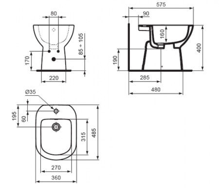Биде напольное Ideal Standard Tempo T510201 фото