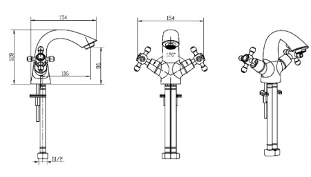 Смеситель для раковины двухвентильный Boheme Crystal 311-CRST фото