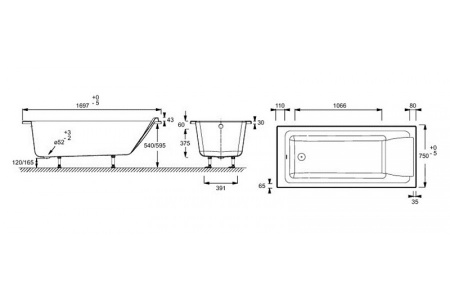 Акриловая ванна Jacob Delafon Sofa E60515RU-01 170x75 фото