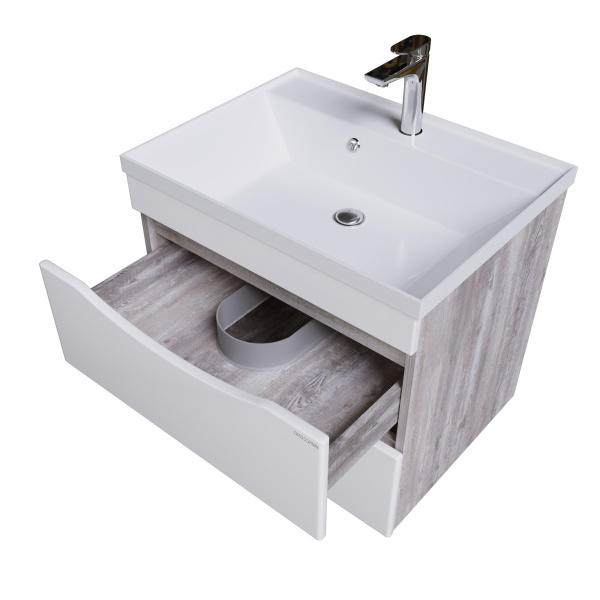 Тумба под раковину Grossman Талис-60 106010 бетон пайн/белый глянец фото