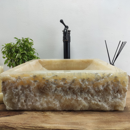 Накладная раковина из оникса Scuare Yellow SO-00903 (40*40*13) фото