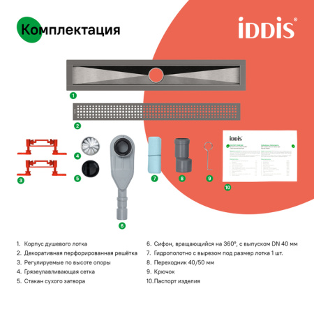 Душевой лоток с решеткой Iddis Perfex 975B6GM20DZ графит фото