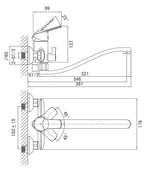 Смеситель для ванны с душем D&K Arbeo Bayern DA1243301 фото