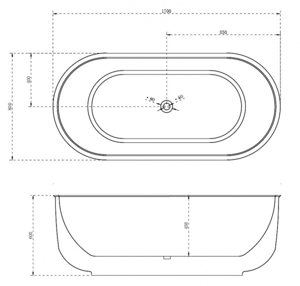 Ванна акриловая Abber AB9244 170x80 фото