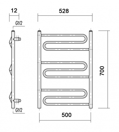Полотенцесушитель электрический Domoterm Офелия П9 (500х700) (бронза) левый фото