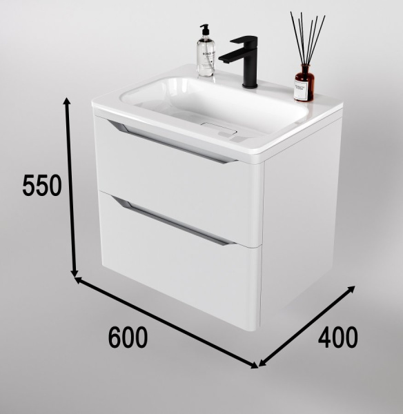 Тумба под раковину Style Line Марелла 60 Люкс Plus СС-00002404 белый матовый антискрейтч фото