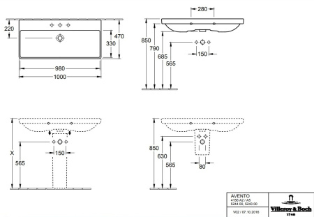 Раковина Villeroy&Boch Avento 100 4156A501 альпийский белый фото