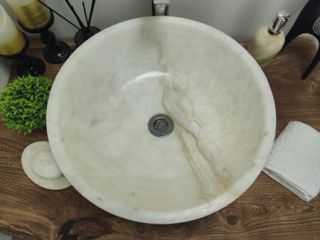 Накладная раковина из оникса Indo Bowl white Medium TinLip BO-00509 фото