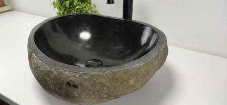 Накладная раковина из речного камня RS0811 (51*42*15) фото