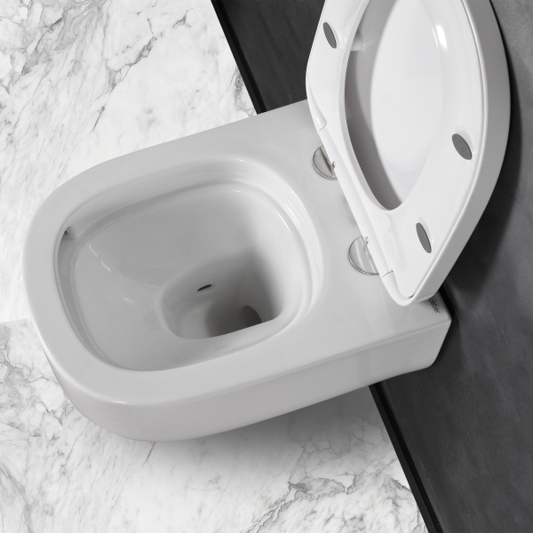 Подвесной унитаз со смывом торнадо и струйным смывом Abber Rechteck AC1218 фото