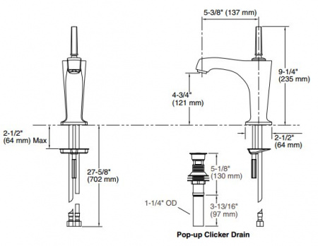 Смеситель для раковины Jacob Delafon Margaux E16230-4-CP фото
