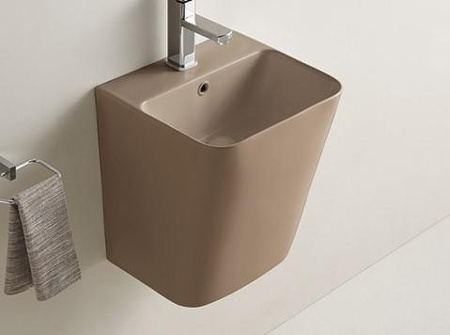 Раковина-моноблок подвесная CeramaLux 500QMC 38x44 капучино матовая фото