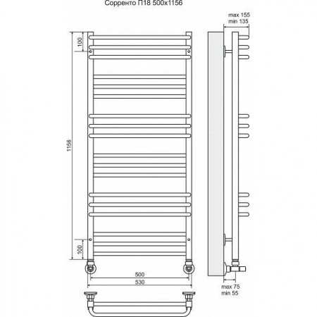 Водяной полотенцесушитель Terminus Соренто П18 4620768882333 500х1156 фото