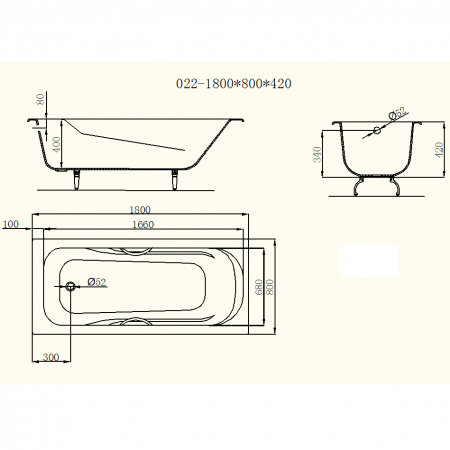 Чугунная ванна Castalia Venera 180x80 с ручками фото