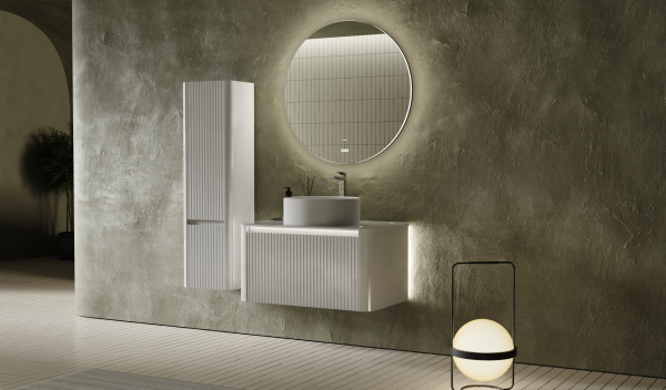 Тумба под раковину с подсветкой Jorno Lumino 80 Lum.01.80/P/W/JR белая фото