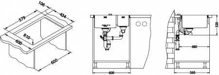 Мойка для кухни Alveus Quadrix 120, чаша слева фото