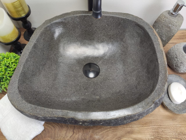 Накладная раковина из речного камня RS0601 (50*39*15) фото