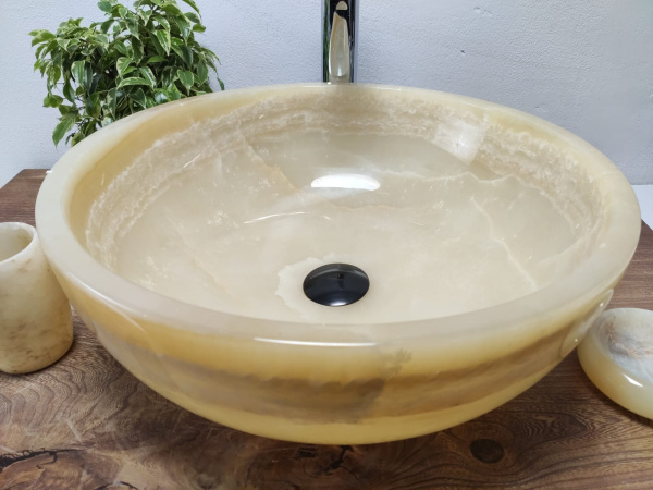 Накладная раковина из оникса Bowl Yellow Medium TinLip BO-01085 (45*45*17) фото