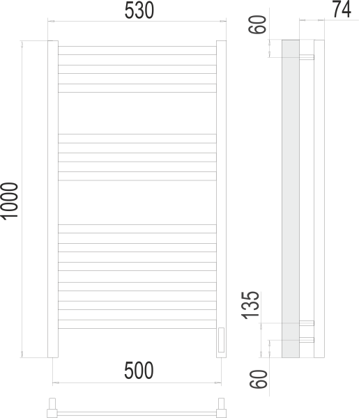 Полотенцесушитель электрический Terminus Ното П12 500х1000 4670078526519 фото