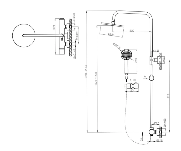 Душевая система (стойка) Bronze de Luxe Focus 24612BG фото