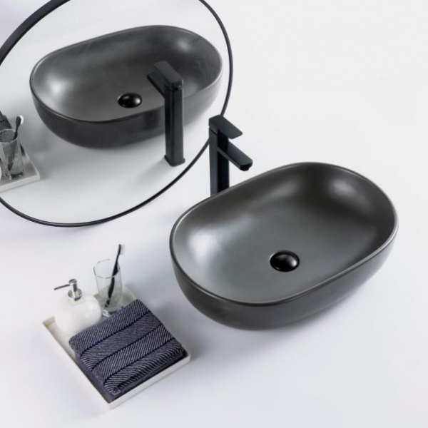 Накладная раковина BelBagno BB1084-H311 60x42 серая матовая фото