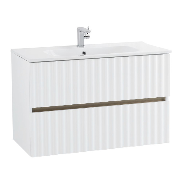 Тумба под раковину Art&Max Elegant AM-ELEGANT-900-2C-SO-BL-LED-P белый глянец / с подсветкой фото