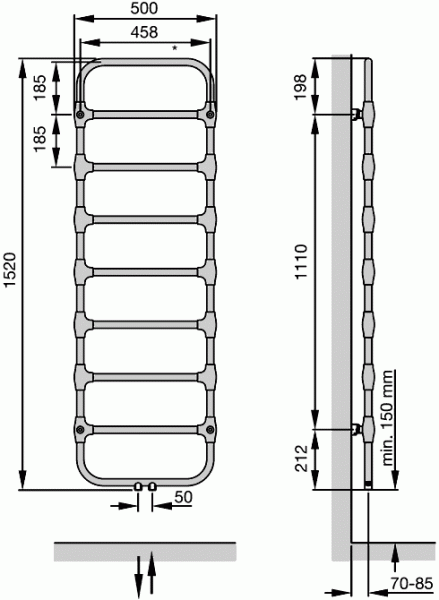 Водяной полотенцесушитель Zehnder Nobis NOB-150-050 фото