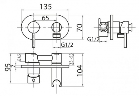 Смеситель для душа и гигенического душа Cezares CZR-DA5-01 фото