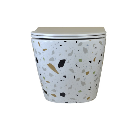 Подвесной унитаз безободковый Bronze de Luxe Terrazzo 2092-W с сиденьем фото