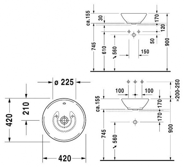 Накладная раковина Duravit Bacino 0325420000 42 см фото