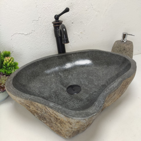 Накладная раковина из речного камня RS01465 (55*46*15) C12 фото