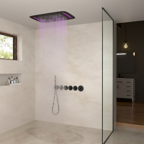 Душевая система встроенная с термостатом Timo Saona SX-2319/03SM черная матовая фото