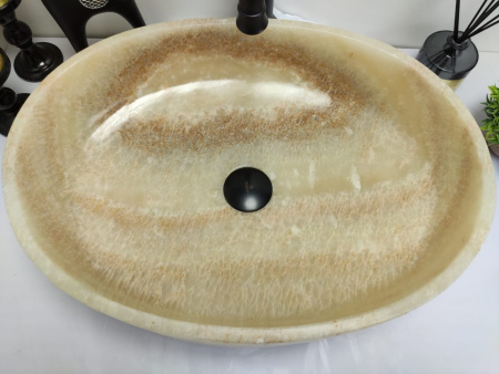 Накладная раковина из оникса Indo Oval Yellow OY-00353/1 фото