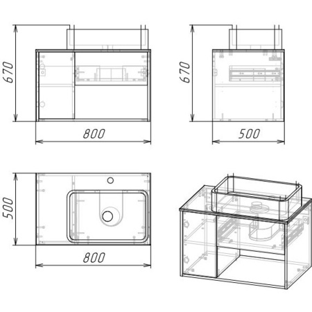 Тумба под раковину Grossman Бруно 80 108008 веллингтон/бетон фото