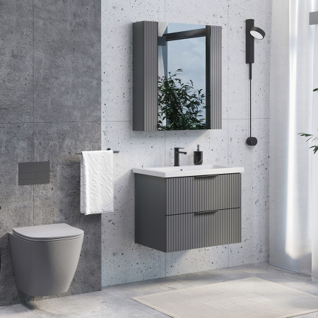 Тумба с раковиной Comforty Лима 70П2 00-00019212 антрацит фото