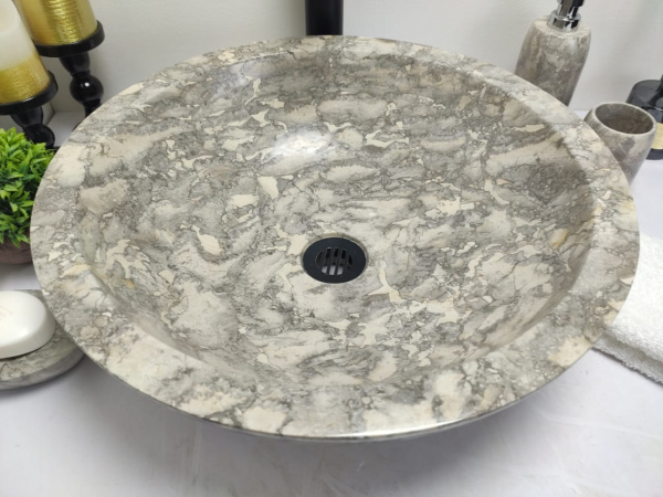 Раковина из мрамора Indo Bowl Grey Doreng Medium BM-00031 фото