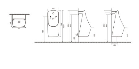Писсуар сенсорный SantiLine SL-6004MG серый матовый фото