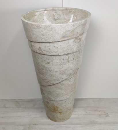 Напольная раковина из мрамора Indo Pedestal Beige Spiral MN-392 фото