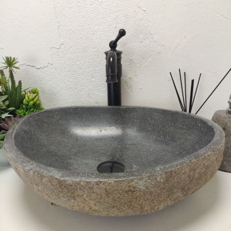 Накладная раковина из речного камня RS01527 (49*39*15) d3 фото