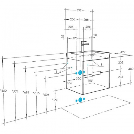 Тумба под раковину Акватон Оливия 55 1A254201OLVG0 фото