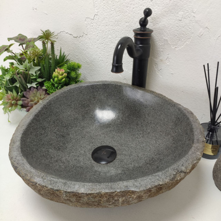 Накладная раковина из речного камня RS01531 (43*41*15) C15 фото