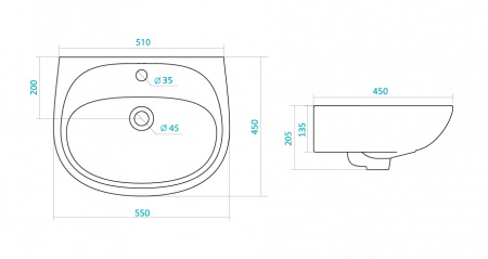 Подвесная раковина Santek Анимо 1.WH110502 55 см фото