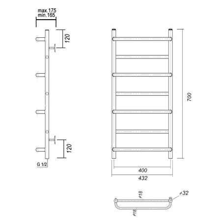 Полотенцесушитель водяной Domoterm Орфей Орфей П7 400x700 фото