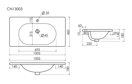 Раковина Ceramica Nova Sabo CN13003MB 100x46 черная матовая фото