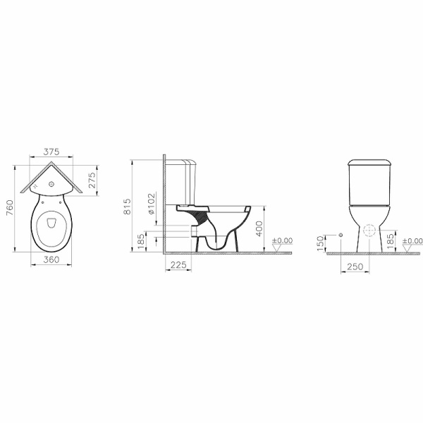 Унитаз компакт Vitra Arkitekt 9754B003-7200 угловой с бачком и сиденьем фото