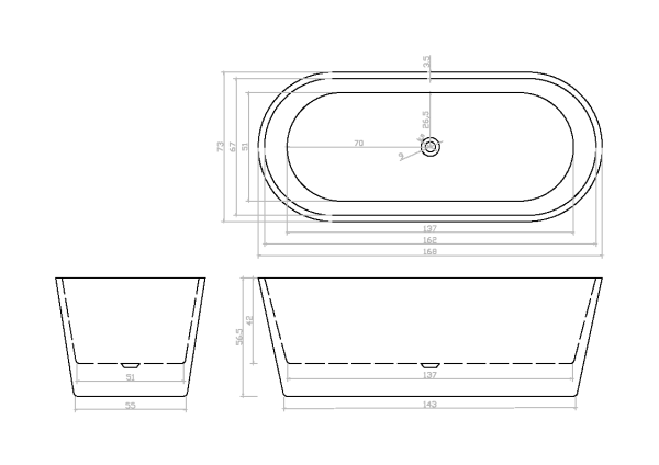 Акриловая ванна Cerutti SPA Resia CT7388 168x73 фото