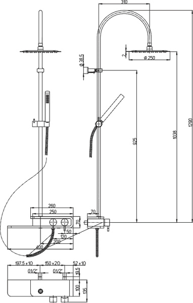 Душевая система Paini Pad PDCR689B0 Хром фото