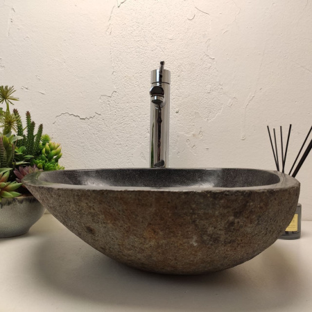 Накладная раковина из речного камня RS01253 (44*37*15) фото